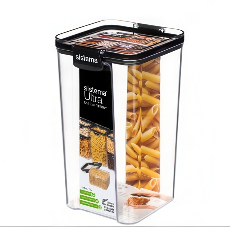 Canister, 1,3 L, TRITAN ULTRA SQUARE, Clear / Black
