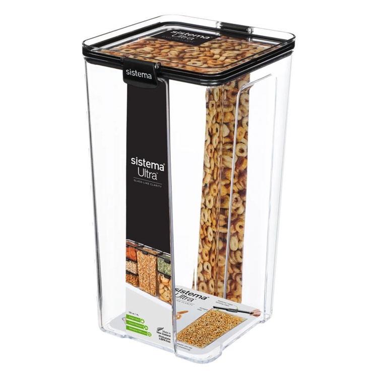 Canister, 4L, TRITAN ULTRA LARGE SQUARE, Clear / Black