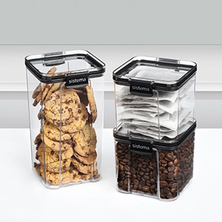 Canisters, 3-pack, SISTEMA TRITAN ULTRA SPECIAL, Clear / Black