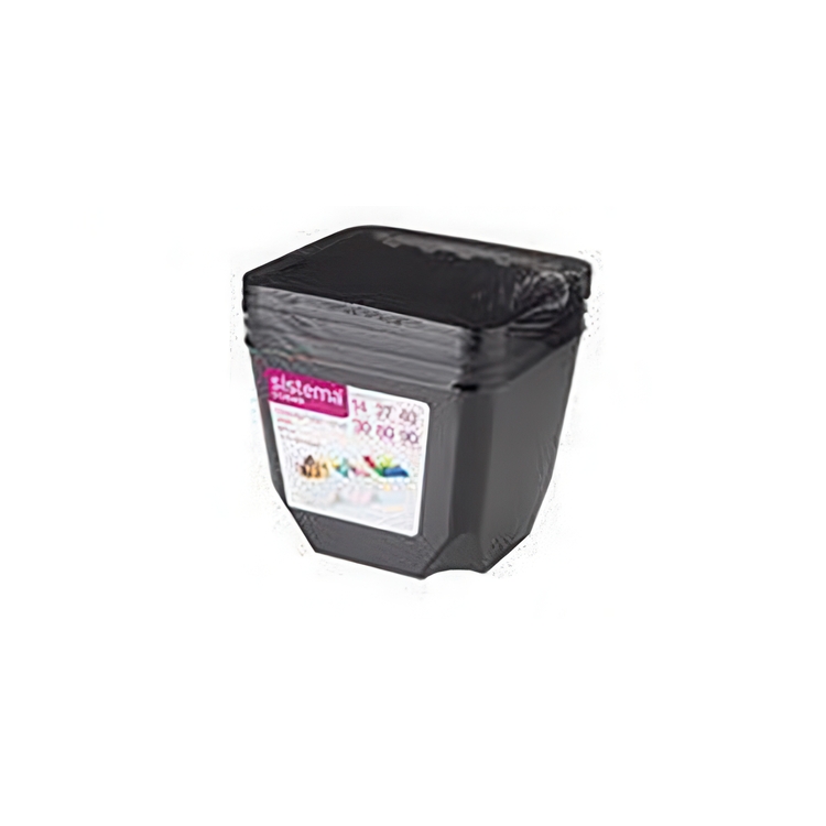Containers with Lid, Set of 3, SISTEMA ORGANISER TUB, 14 x 14 x H 11cm, Black 