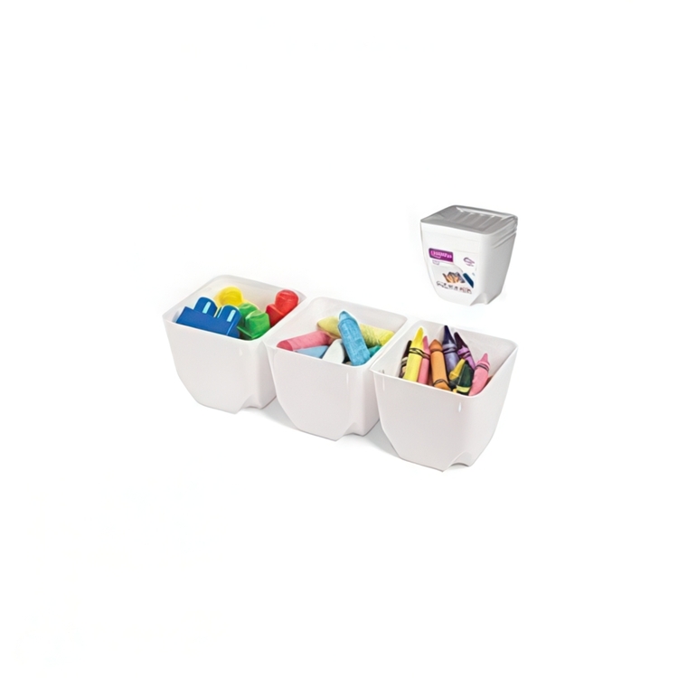 Containers with Lid, Set of 3, SISTEMA SMALL ORGANISER TUB, 14 x 14 x H 11 cm, White
