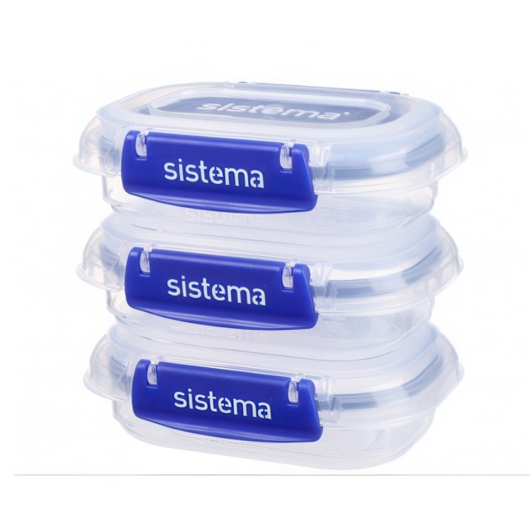 Food boxes, Mini , 180 ml, Set of 3, KLIP IT PLUS SPECIAL, Transparent / Blue