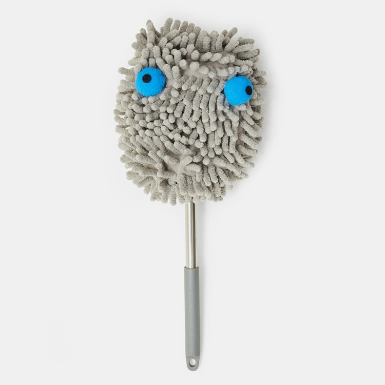 Micro-fiber duster, TELESCOPIC MONSTER DUSTER, 36 ~ 98 cm, Kikkerland, Light Grey / Silver
