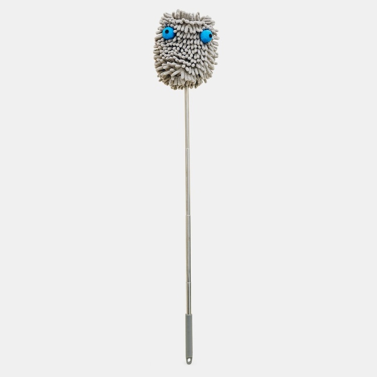 Micro-fiber duster, TELESCOPIC MONSTER DUSTER, 36 ~ 98 cm, Kikkerland, Light Grey / Silver