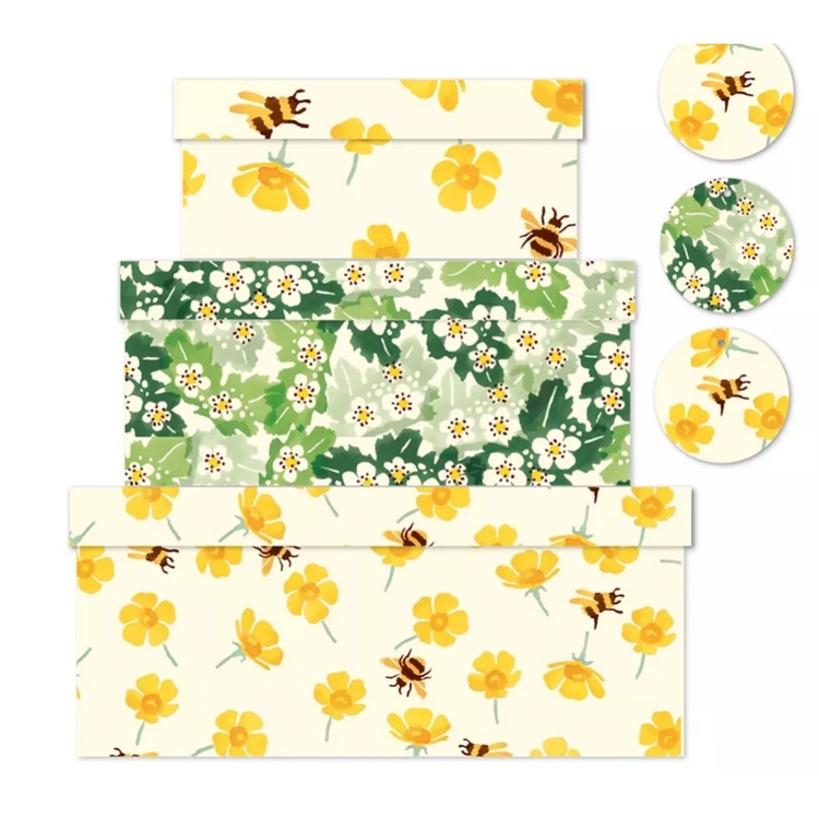 Boxes, nest of 3, BUTTERCUPS & BEES, Yellow / Green