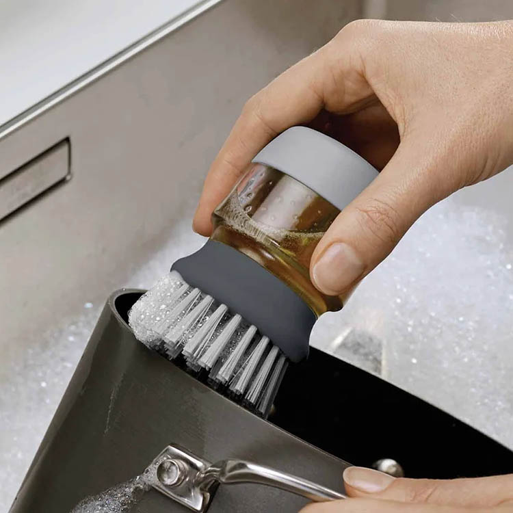 Washing Up brush with dispenser, PALM SCRUB, Joseph Joseph, Grey
