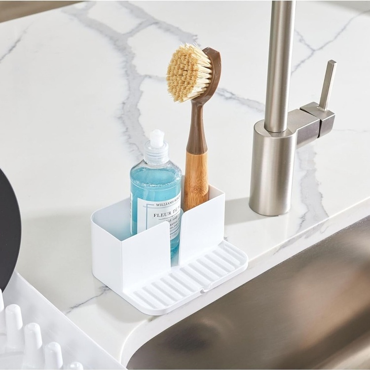 Sink Organiser, Recycled Plastic, ID RPET SMALL SINK CADDY, 15,2 x 12,1 x H 7,3 cm, White 