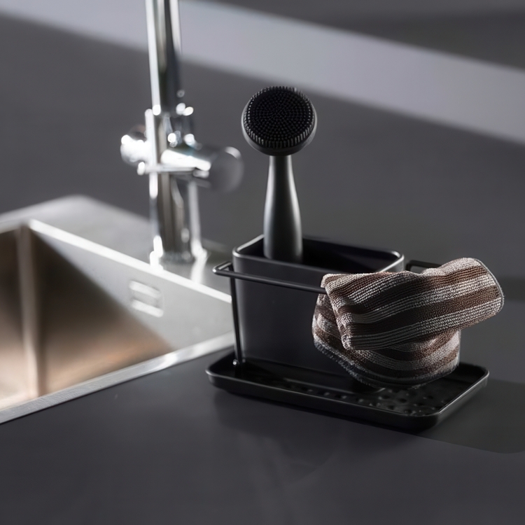 Sink tidy in metal, OUTDOOR KITCHEN, 21 x 12 x H 10,5 cm, Black