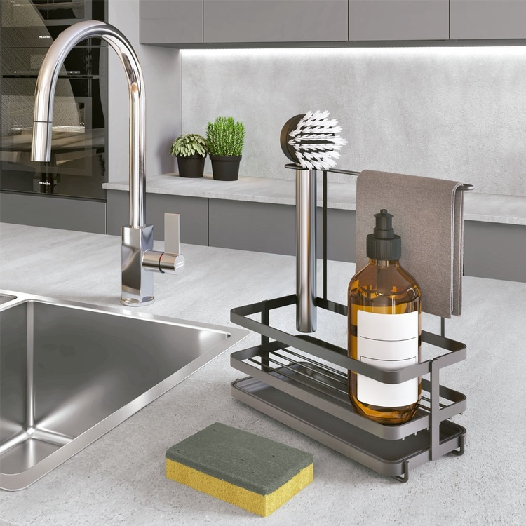 Sink organizer in metal, TOKYO, 23 x 11 x H 24 cm, Black