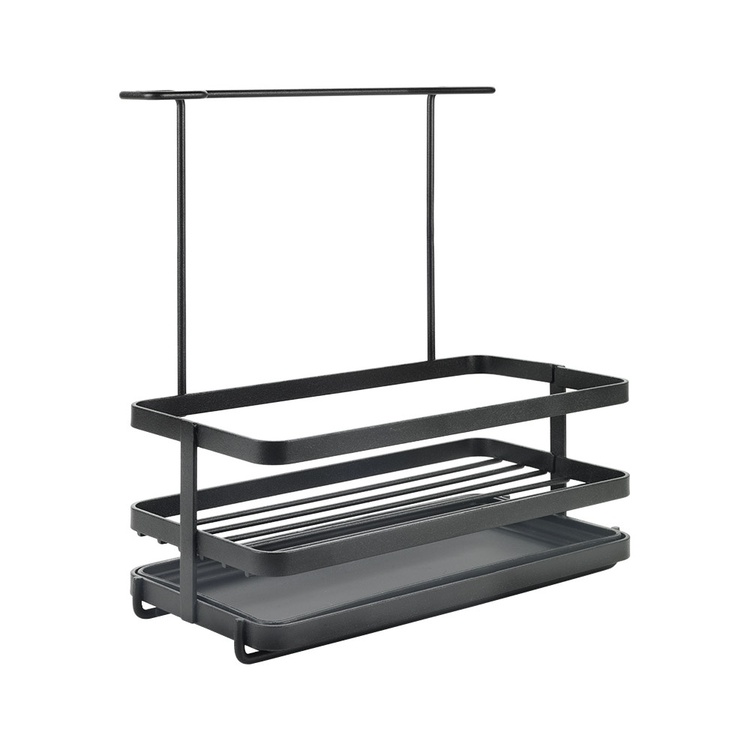 Sink organizer in metal, TOKYO, 23 x 11 x H 24 cm, Black