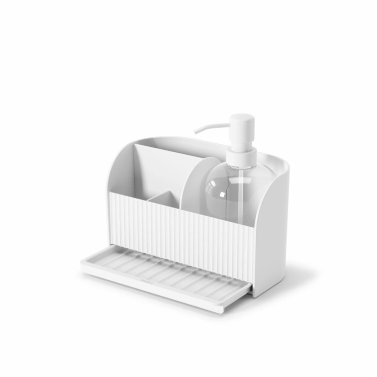 Sink organiser with soap dispenser, UMBRA SLING SINK CADDY, 17 x 21 x H 18 cm, White 