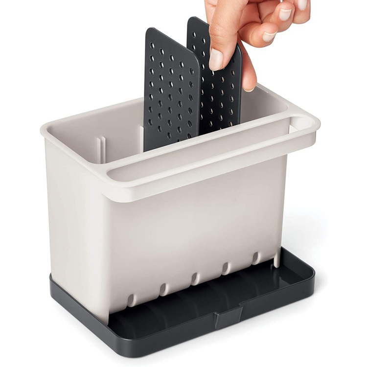 Sink tidy, PARA EL FREGADERO, 17 x 11,5 x H 13,5 cm, White / Grey