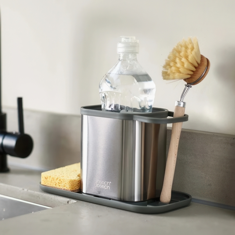 Sink tidy, DUO STAINLESS STEEL SINK CADDY, 23 x 11,3 x H 13 cm, Joseph Joseph, Silver / Grey