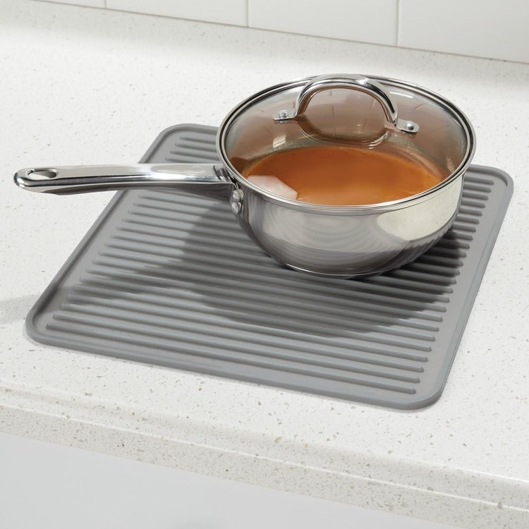 Draining Mat / Trivet, Small, SILICONE , 30,5 x 30,5 cm, Grey
