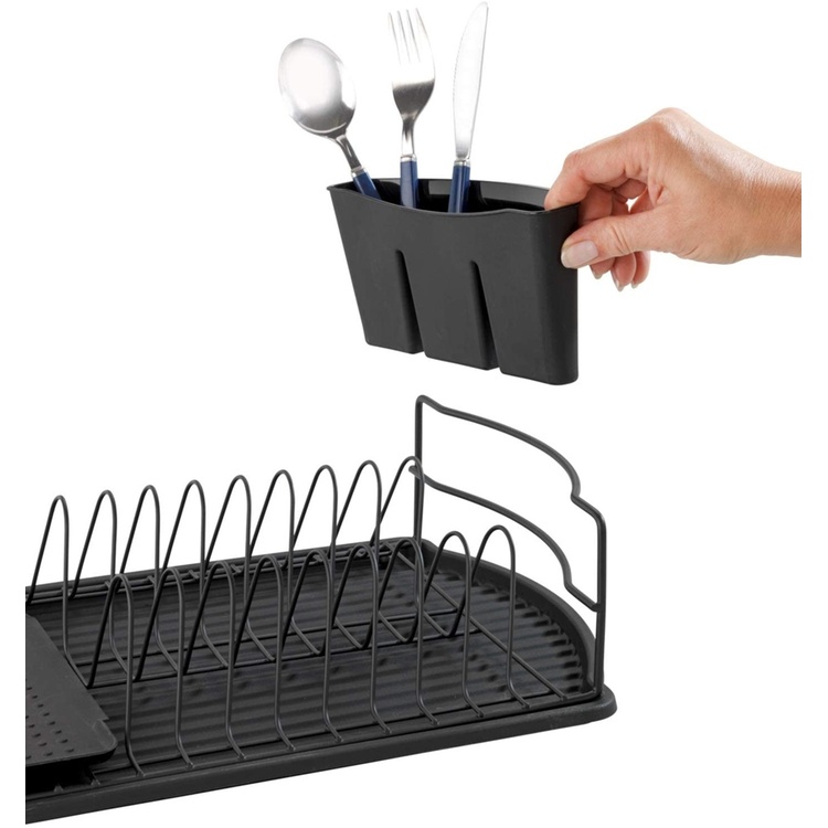 Dish Rack with cutlery basket, Extra Narrow, BASIC, 47,5 x 26,5 x H11 cm, Black