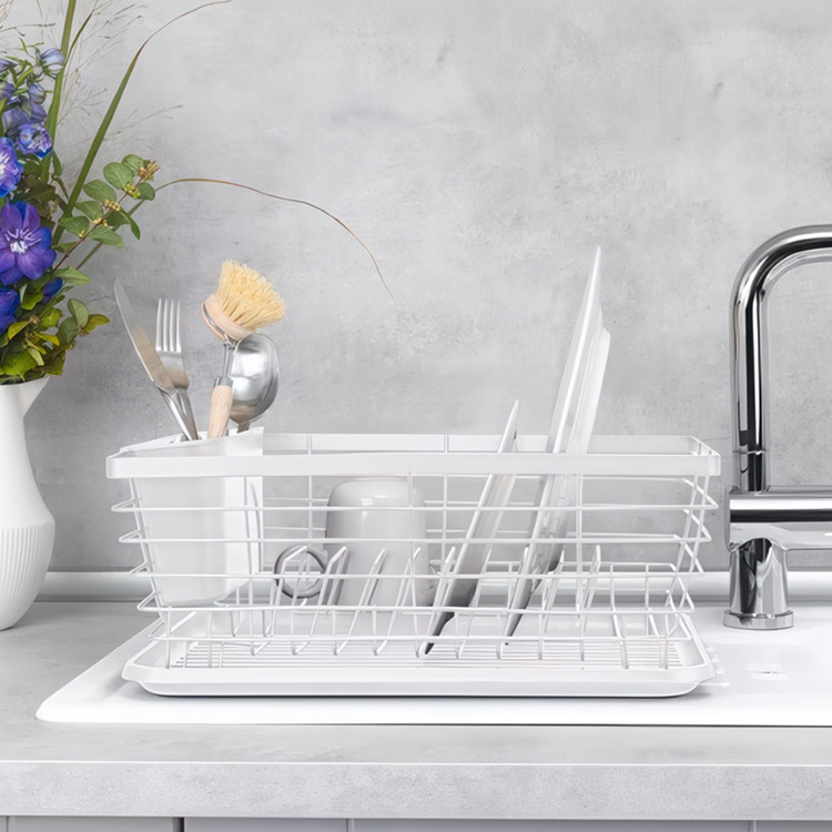 Dish Rack with cutlery basket, Metal, DRIP RACK, 36 x 30 x H 15 cm