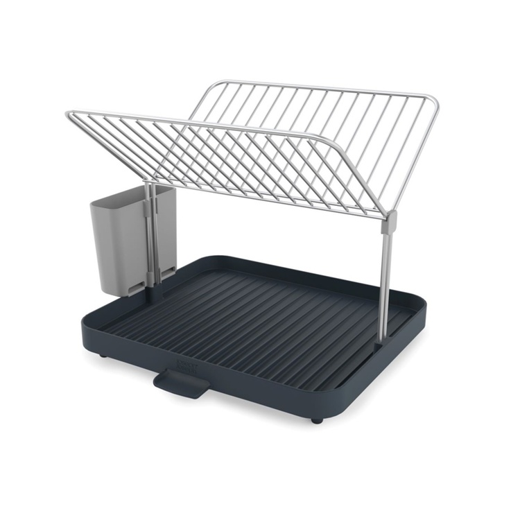 Dish drainer with utensil pot, Y-RACK, 36 x 31 x 29 cm, Joseph Joseph, Grey / Silver