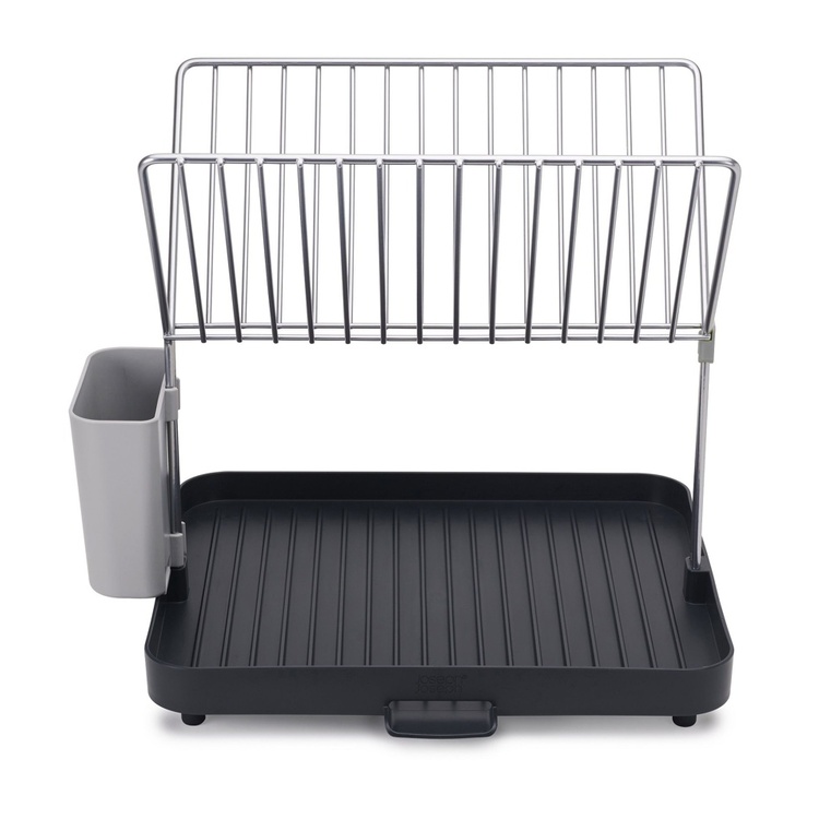 Dish drainer with utensil pot, Y-RACK, 36 x 31 x 29 cm, Joseph Joseph, Grey / Silver