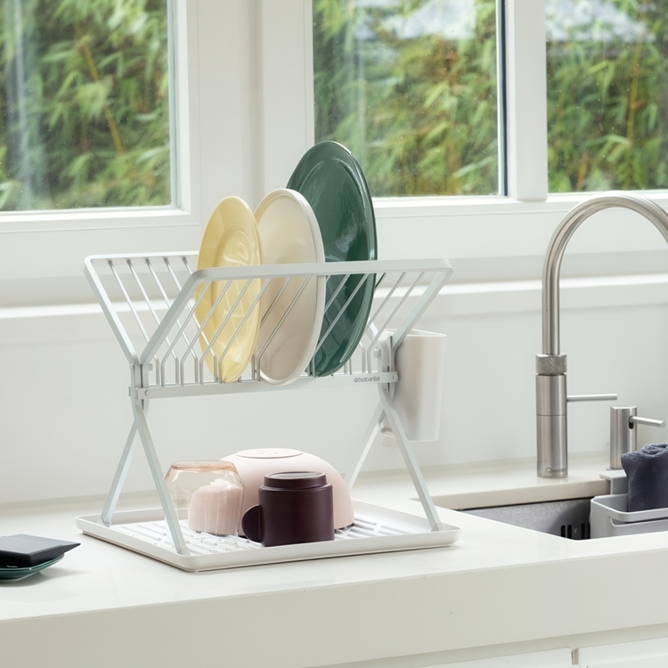 Dish Rack, BRABANTIA COMPACT FOLDABLE DISH RACK, 33 x 37 x H 31,5 cm, Light Grey