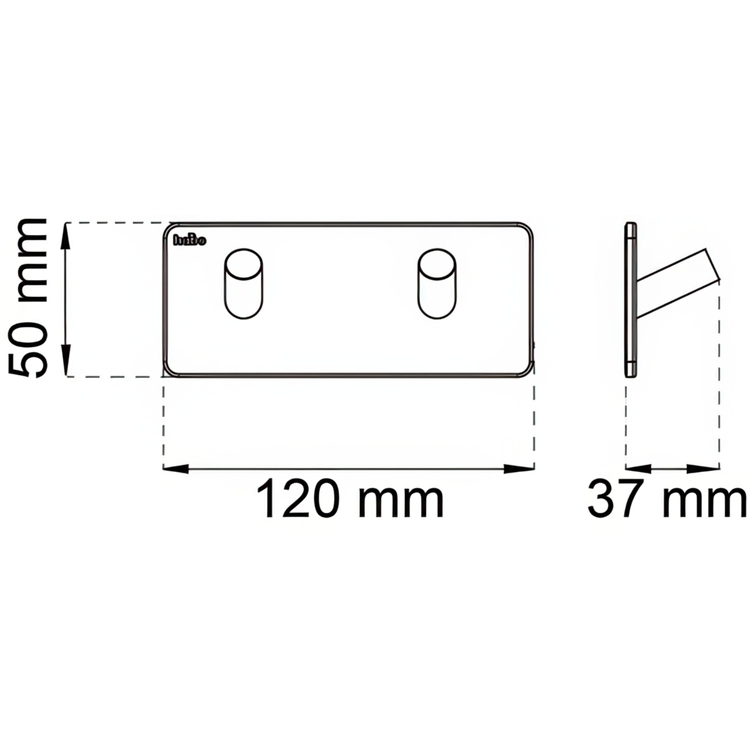 Double hook, Self-adhesive, Square, HABO EDGE, 12 x H 5 cm