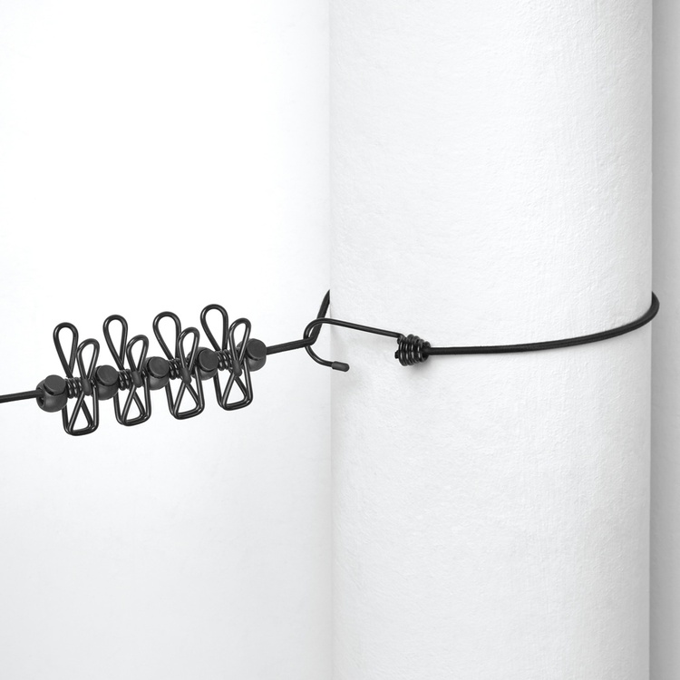 Universal elastic cord, 12 clips, ELASTICA, 2 - 4 m, Black