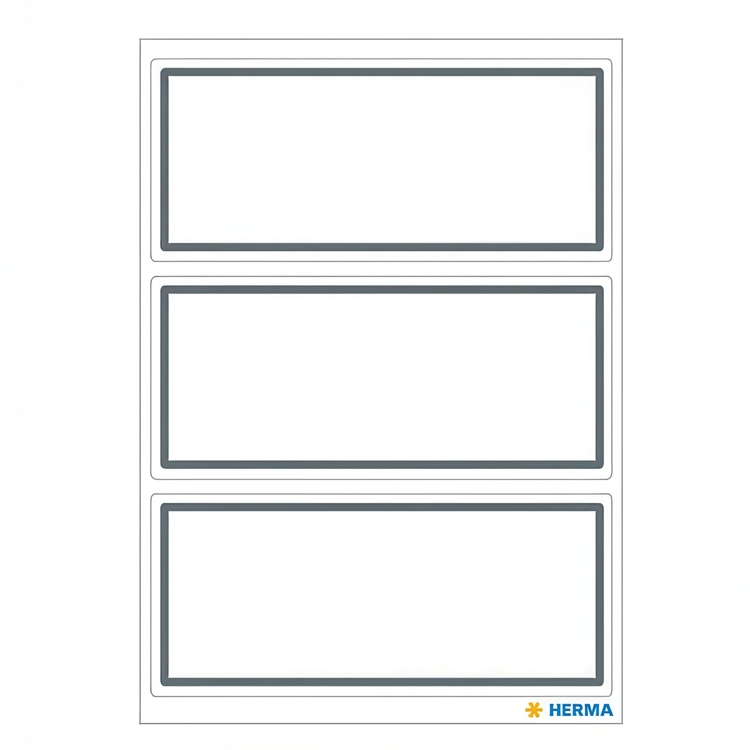 Labels, Self-adhesive, 18 psc, GREY FRAME MEDIUM, 82 x 36 mm, White / Grey