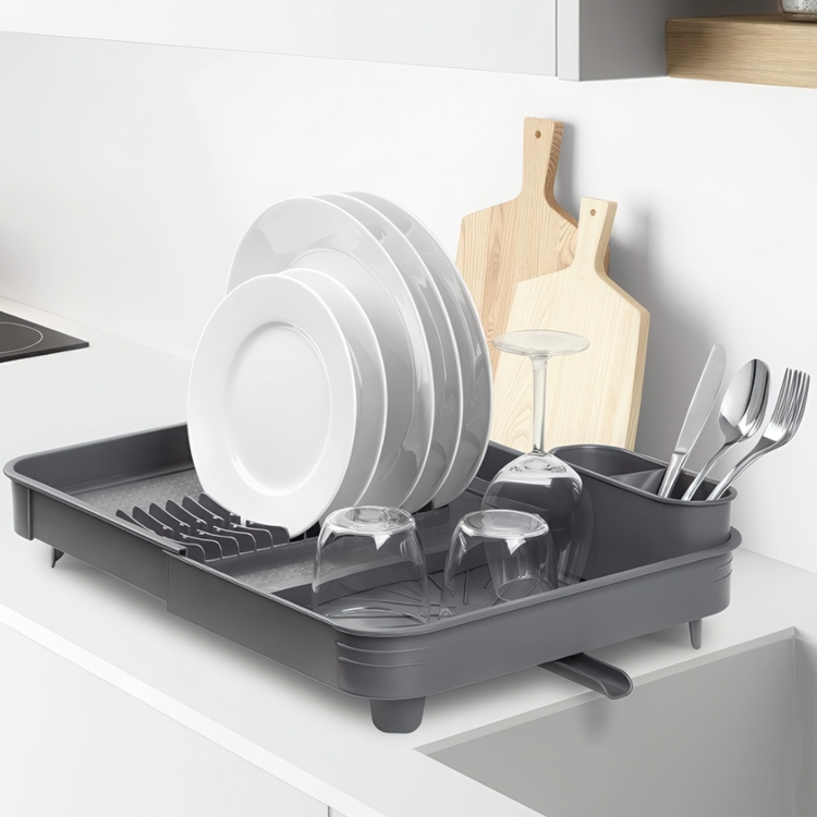 Expandable Dish Drainer, ESCURREPLATOS, 36 x 32 - 51 x H 9,5 cm, Grey