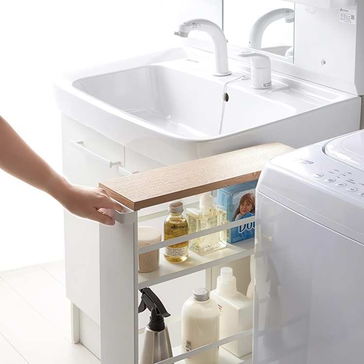 Narrow open storage trolley, TOWER SLIM TROLLEY, 13 x 47,5 x H 80,5 cm