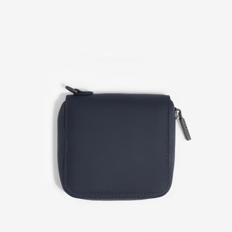 Purse, STACKERS MAN COMPACT JEWELLRY ROLL, 11 x 11 x 2,5 cm, Pebble Navy / Grey
