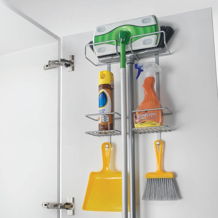 Over-Door Organizer, BROOM HOLDER, 31,5 x 12 x H 46 cm, Silver