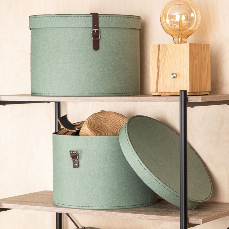 Storage boxes, Round, Set of 2, BIGSO RUT CANVAS, Ø 37,5+ Ø 35,5