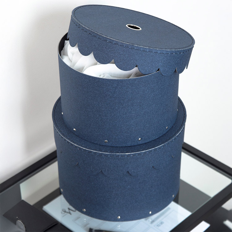 Storage boxes, Round, Set of 2, BIGSO WILMA CANVAS, Ø26 x H Ø23 cm