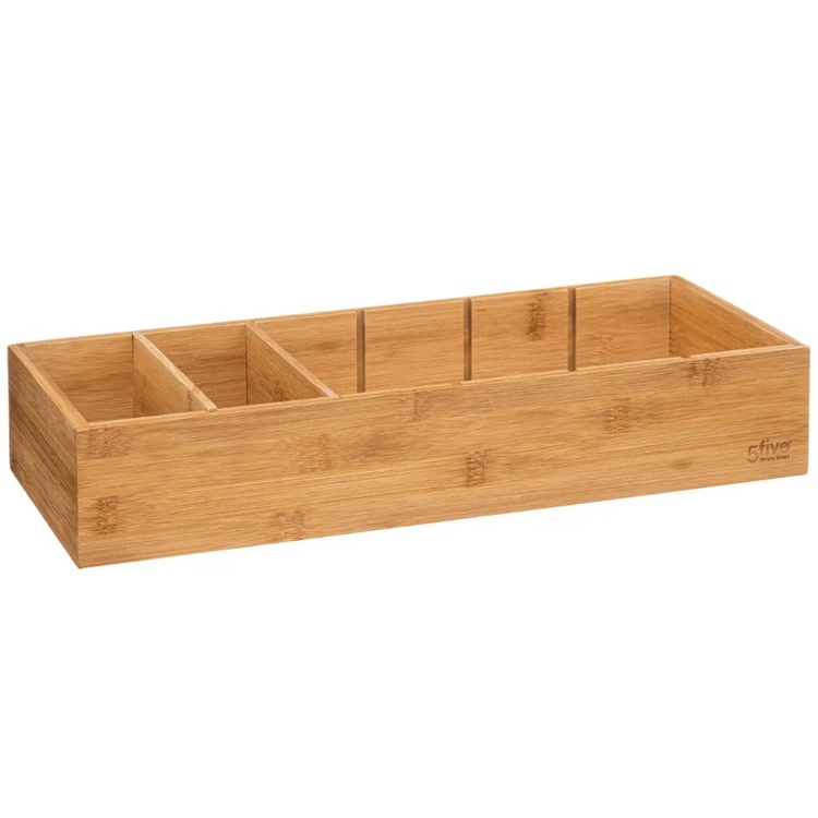 Storage Tray in Bamboo, With dividers, TIDY SMART, 15 x 38 x H 7 cm, Nature