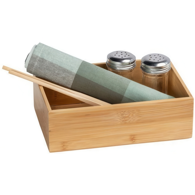Storage Tray in Bamboo, Stackable, Large, TERRA, 22 x 15 x H 7 cm, Nature
