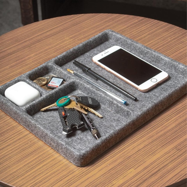 Storage tray, FILT CATCH-ALL TRAY, 28,6 x 20 x 2 cm, Grey