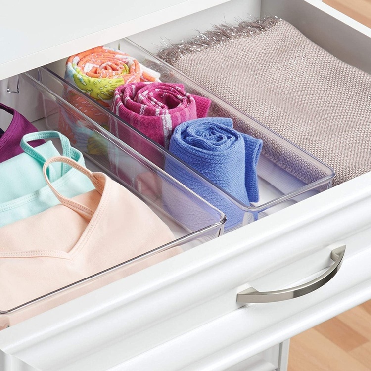 Storage Tray, DRESSER DRAWER ORGANISER SMALL, 30,5 x 12,7 x H 7,6 cm, Clear