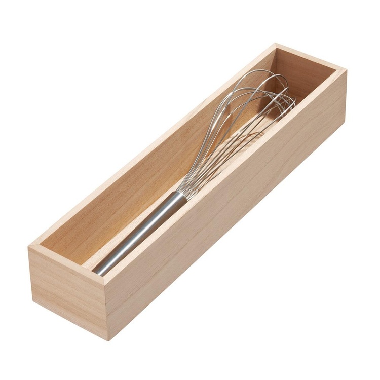 Storage Tray, Oblong, PAULOWNIA DRAWER ORGANIZER, 8,6 x 38,1 x H 7 cm, Nature