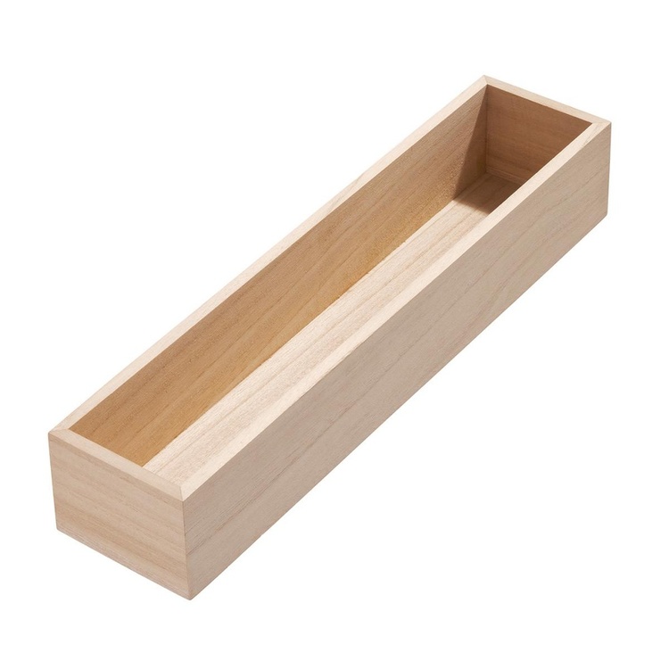 Storage Tray, Oblong, PAULOWNIA DRAWER ORGANIZER, 8,6 x 38,1 x H 7 cm, Nature