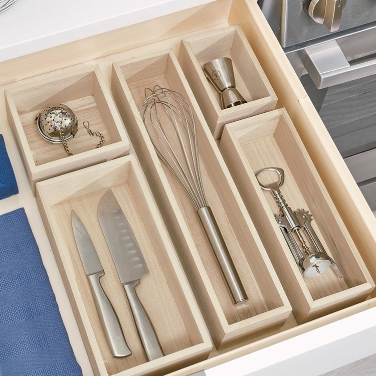 Storage Tray, PAULOWNIA DRAWER ORGANIZER, 12,7 x 25,4 x H 7 cm, Nature