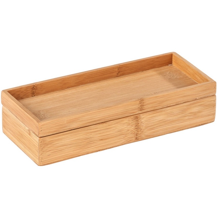 Storage Trays / Box in Bamboo, Stackable, Set of 2, Medium, TERRA, 24 x 10 cm, Nature