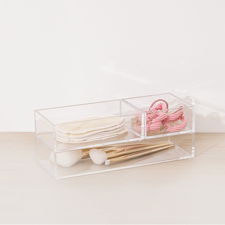 Storage trays, Stackable, Set of 3 SELENA ORGANISERS, Clear 