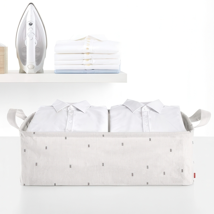Storage Basket, CLEAN CLOTHES , 60 x 40 x H 20 cm, Light Grey