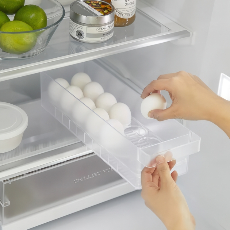 Storage box for 14 Eggs, Stackable, TOWER MODERN EGG TRAY , Yamazaki, Tranparent 