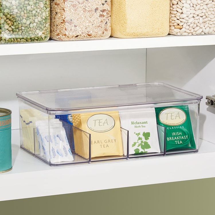 Box Tea Bags, 8 Compartments, ID CABINET BIN, 27,3 x 18,4 x H9,5cm, Transparent