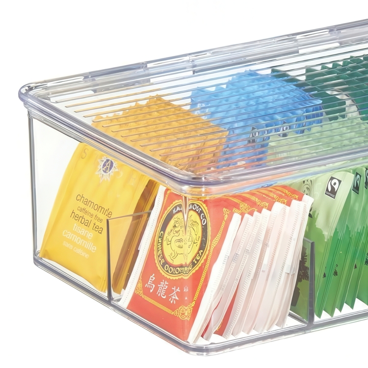 Box Tea Bags, 8 Compartments, ID CABINET BIN, 27,3 x 18,4 x H9,5cm, Transparent