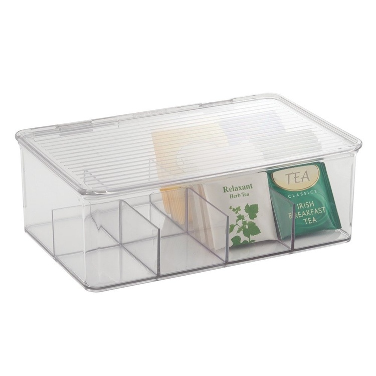 Box Tea Bags, 8 Compartments, ID CABINET BIN, 27,3 x 18,4 x H9,5cm, Transparent