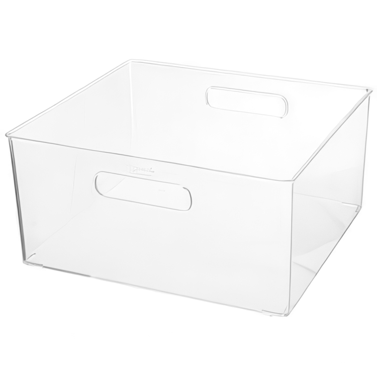 Storage Box in clear plastic, SELENA LARGE BASKET, 31 x 31 x H 15 cm, Clear