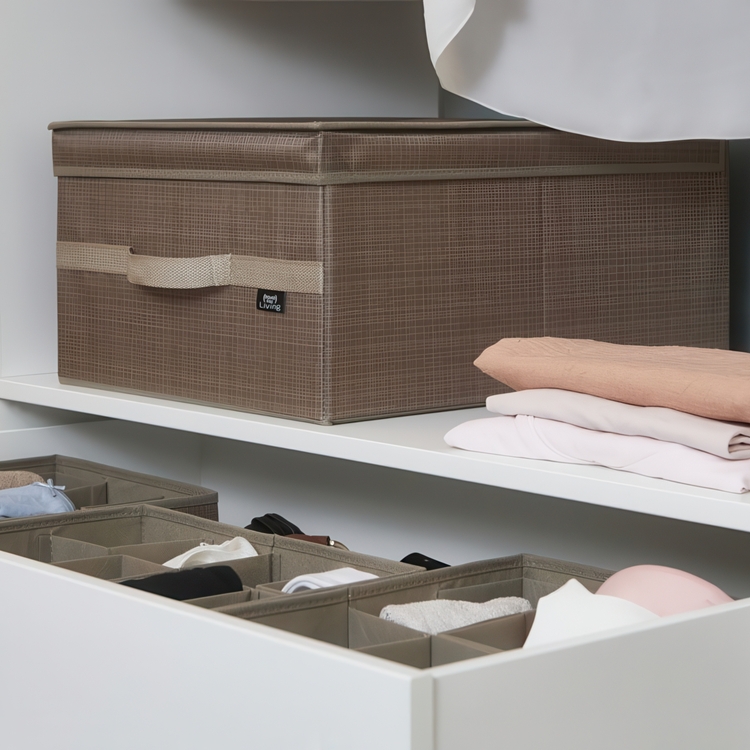Storage Box with lid,VITA ECO LARGE, 50 x 38 x H 24 cm, Brown