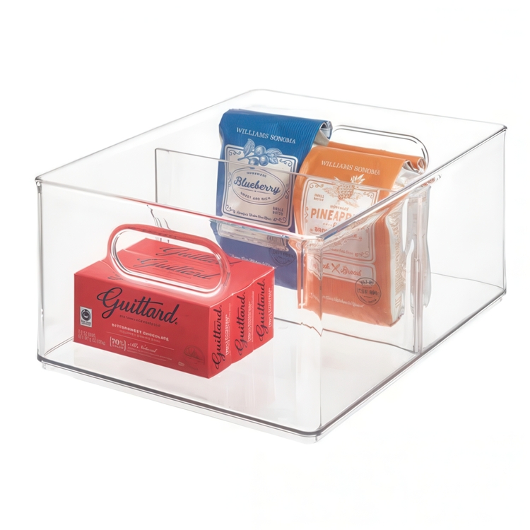 Storage Box with divider, THE HOME EDIT ALL PURPOSE BIN, 25x 25x H15 cm, Transparent