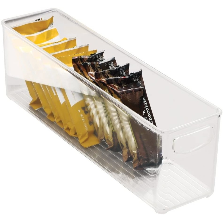 Storage box with handle, Slim, Long, KITCHEN BINZ, 10,2 x 40,6 x H12,7 cm, Transparent